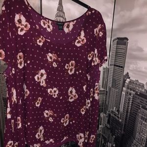 Maroon floral blouse